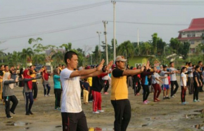 Polres Pelalawan Sosialisasi Acara Festival Keselamatan Jalan Milenial di CFD